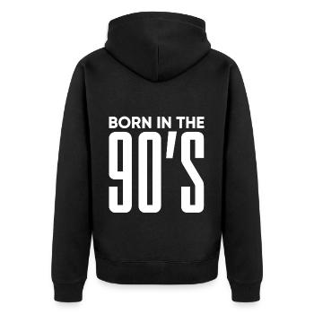 90s 90s Retro Gift - Unisex Premium Organic Zip Hoodie - black - Back - Nico (187cm)