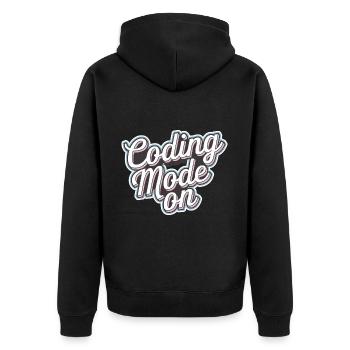 Coding Mode On 16 - Unisex Premium Bio Zip Hoodie - Schwarz - Hinten - Nico (187cm)