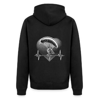 Herzschlag Gleitschirmflieger - Unisex Premium Bio Zip Hoodie - Schwarz - Hinten - Nico (187cm)