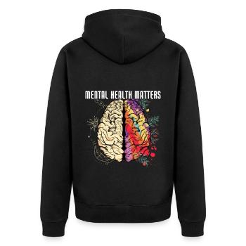 Mental Health Matters Mental Awareness - Unisex Premium Bio Zip Hoodie - Schwarz - Hinten - Nico (187cm)