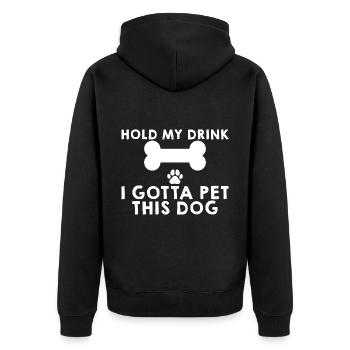 Hold My Drink, I Gotta Pet This Dog 4 - Unisex Premium Bio Zip Hoodie - Schwarz - Hinten - Nico (187cm)