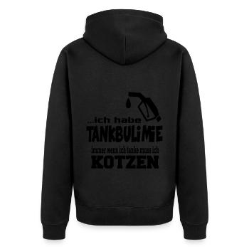 Tankrabatt Benzin Diesel Gold Benzinpreis - Unisex Premium Bio Zip Hoodie - Schwarz - Hinten - Nico (187cm)