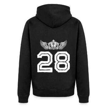 28 Number crown - Unisex Premium Organic Zip Hoodie - black - Back - Nico (187cm)
