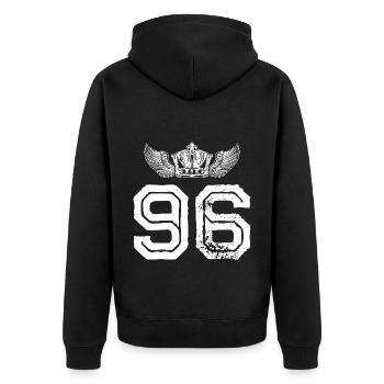 96 Number crown - Unisex Premium Organic Zip Hoodie - black - Back - Nico (187cm)