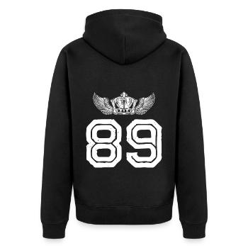 89 Couronne de numéros - Veste à capuche bio Premium Unisexe - noir - Dos - Nico (187cm)