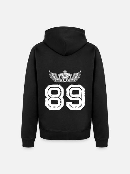 89 Number crown - Unisex Premium Organic Zip Hoodie - black