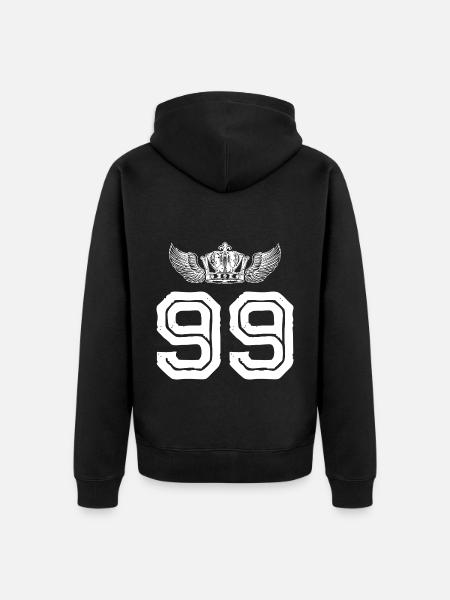 99 Number crown - Unisex Premium Organic Zip Hoodie - black
