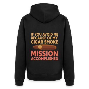 Cigar Smoke Saying Funny Cigar Smoker - Unisex Premium Bio Zip Hoodie - Schwarz - Hinten - Nico (187cm)