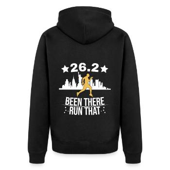 26.2 Been There Run That Marathon - Unisex Premium Bio Zip Hoodie - Schwarz - Hinten - Nico (187cm)