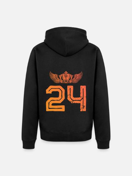 24 Zahl Krone - Unisex Premium Bio Zip Hoodie - Schwarz