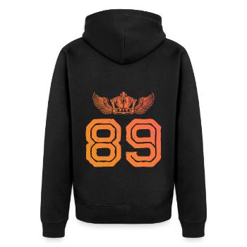 89 Number crown - Unisex Premium Organic Zip Hoodie - black - Back - Nico (187cm)