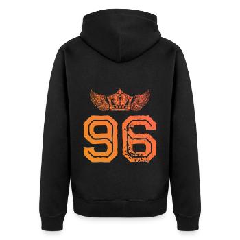 96 Number crown - Unisex Premium Organic Zip Hoodie - black - Back - Nico (187cm)