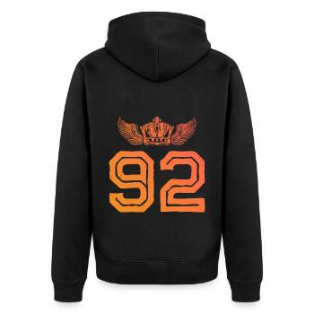92 Number crown - Unisex Premium Organic Zip Hoodie - black - Back - Nico (187cm)