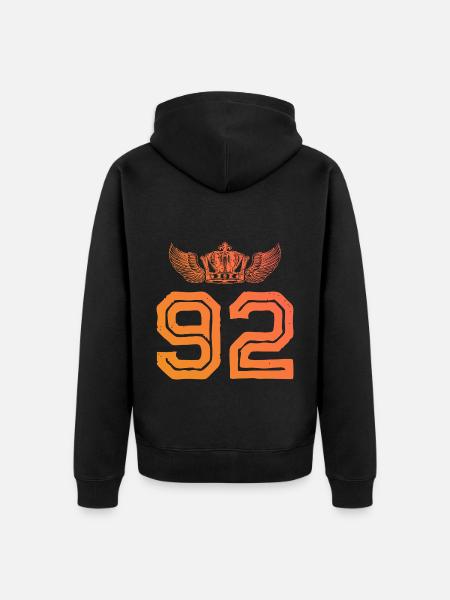 92 Number crown - Unisex Premium Organic Zip Hoodie - black