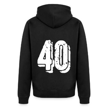 40 Zahl Trikot - Unisex Premium Bio Zip Hoodie - Schwarz - Hinten - Nico (187cm)