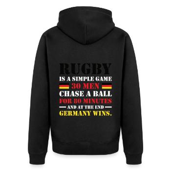 Le rugby est un jeu simple Allemagne Rugby - Veste à capuche bio Premium Unisexe - noir - Dos - Nico (187cm)