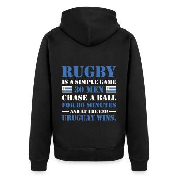 Le rugby est un jeu simple Uruguay Rugby - Veste à capuche bio Premium Unisexe - noir - Dos - Nico (187cm)