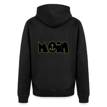 Moin - Unisex Premium Bio Zip Hoodie - Schwarz - Hinten - Nico (187cm)