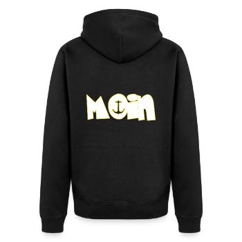 Moin - Unisex Premium Bio Zip Hoodie - Schwarz - Hinten - Nico (187cm)