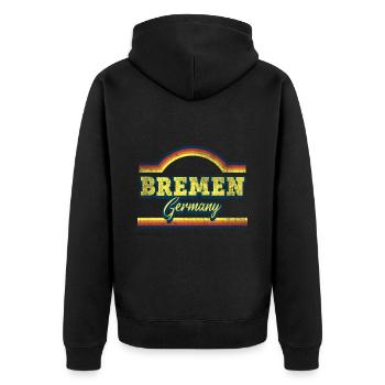 Brême Allemagne City Font Vintage Rétro - Veste à capuche bio Premium Unisexe - noir - Dos - Nico (187cm)
