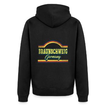 Braunschweig Allemagne City Font Vintage - Veste à capuche bio Premium Unisexe - noir - Dos - Nico (187cm)