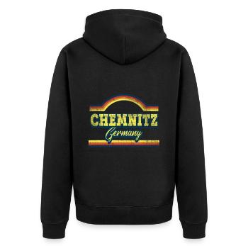 Chemnitz Germany City Font Vintage Retro - Unisex Premium Organic Zip Hoodie - black - Back - Nico (187cm)
