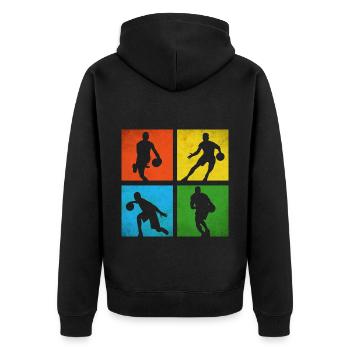 Basketballer - Unisex Premium Bio Zip Hoodie - Schwarz - Hinten - Nico (187cm)