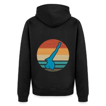 Lake Garda Retro - Unisex Premium Organic Zip Hoodie - black - Back - Nico (187cm)