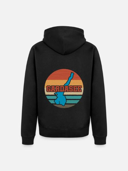 Lake Garda Holiday Retro - Unisex Premium Organic Zip Hoodie - black
