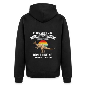 Paläontologie-Lehrer und Parasaurolophus Motif - Unisex Premium Bio Zip Hoodie - Schwarz - Hinten - Nico (187cm)