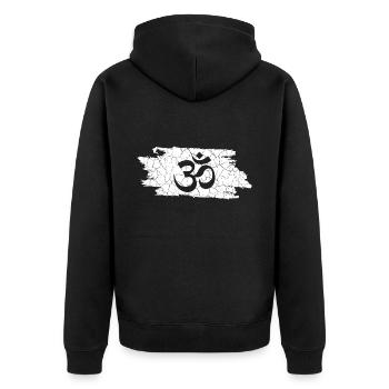 Yoga Vintage Geschenk - Unisex Premium Bio Zip Hoodie - Schwarz - Hinten - Nico (187cm)