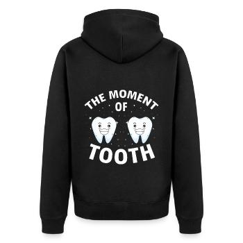 Kieferorthopädietechniker und Dentallabor - Unisex Premium Bio Zip Hoodie - Schwarz - Hinten - Nico (187cm)
