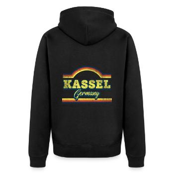 Kassel Germany City Font Vintage Retro - Unisex Premium Organic Zip Hoodie - black - Back - Nico (187cm)