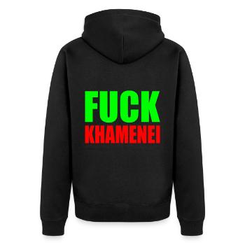 Fuck khamenei Chamenei - iran - Unisex Premium Organic Zip Hoodie - black - Back - Nico (187cm)