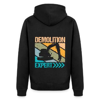 Demolition Expert Baggerfahrer - Unisex Premium Bio Zip Hoodie - Schwarz - Hinten - Nico (187cm)