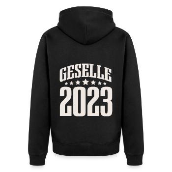 Geselle 2023 Gesellenprüfung - Unisex Premium Bio Zip Hoodie - Schwarz - Hinten - Nico (187cm)