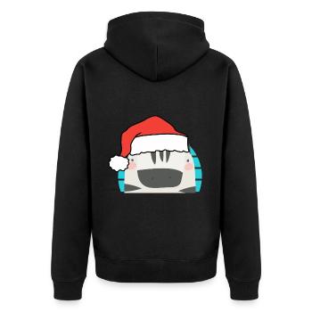 Weihnachten Zebra - Unisex Premium Bio Zip Hoodie - Schwarz - Hinten - Nico (187cm)