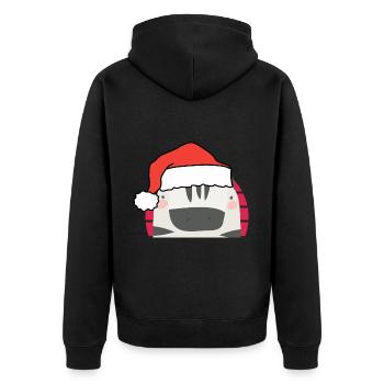Weihnachten Zebra - Unisex Premium Bio Zip Hoodie - Schwarz - Hinten - Nico (187cm)