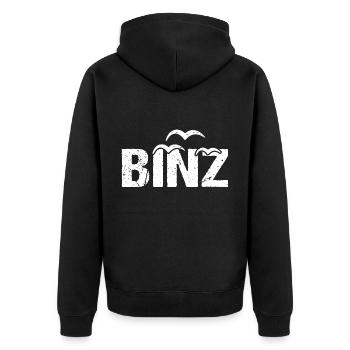 Binz Möwen Ostsee Seebad Binz - Unisex Premium Bio Zip Hoodie - Schwarz - Hinten - Nico (187cm)