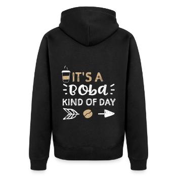 It's A Boba Kind Of Day - Coffee - Unisex Premium Organic Zip Hoodie - black - Back - Nico (187cm)