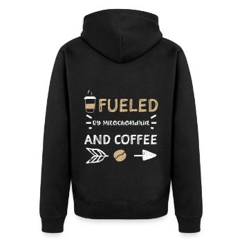 Alimenté par les mitochondries et le café - Veste à capuche bio Premium Unisexe - noir - Dos - Nico (187cm)