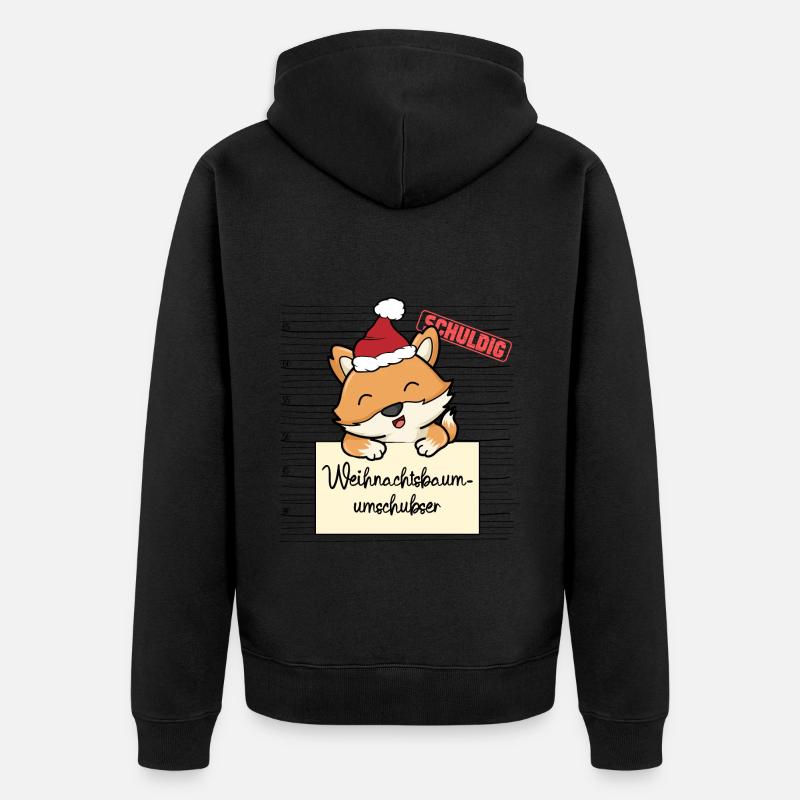 Weihnachtsbaum Umschubser Fuchs - Unisex Premium Bio Zip Hoodie - Schwarz