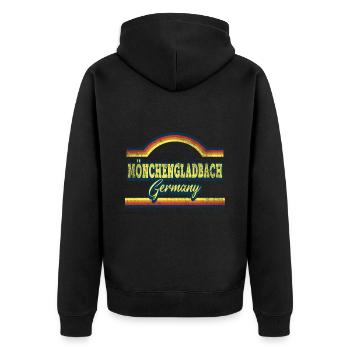 Mönchengladbach Deutschland Stadt Vintage Retro - Unisex Premium Bio Zip Hoodie - Schwarz - Hinten - Nico (187cm)