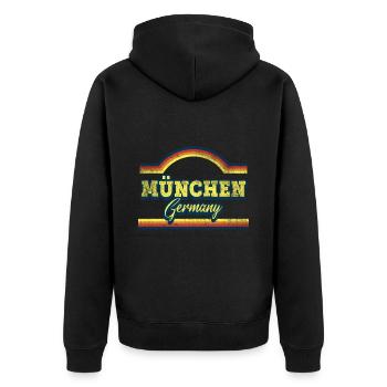 Munich Germany City Font Vintage Retro - Unisex Premium Organic Zip Hoodie - black - Back - Nico (187cm)