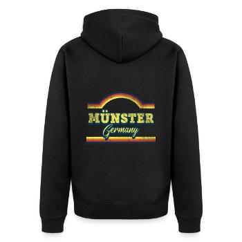 Münster Allemagne City Font Vintage Retro - Veste à capuche bio Premium Unisexe - noir - Dos - Nico (187cm)