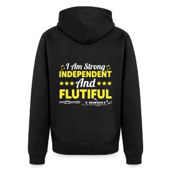 I am strong, independent and flutiful - flute - Unisex Premium Organic Zip Hoodie - black - Back - Nico (187cm)