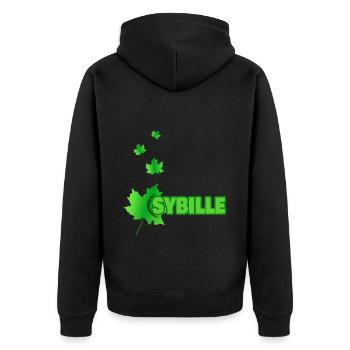 Ahornblatt für Sybille Bille Vorname - Unisex Premium Bio Zip Hoodie - Schwarz - Hinten - Nico (187cm)