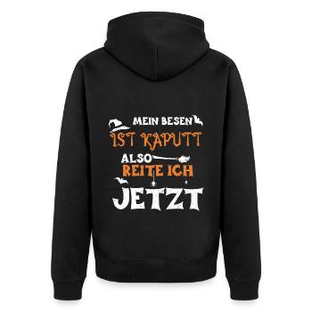 My broom is broken so ride... - Unisex Premium Organic Zip Hoodie - black - Back - Nico (187cm)