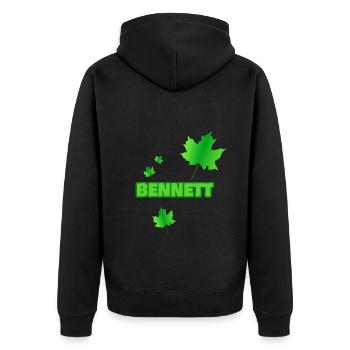 First name Bennett - Unisex Premium Organic Zip Hoodie - black - Back - Nico (187cm)
