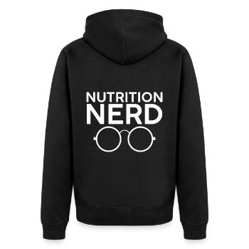 Nutrition Nerd 2 - Unisex Premium Bio Zip Hoodie - Schwarz - Hinten - Nico (187cm)